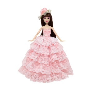 Inch Doll's Full Dress Five Layers Lace Strapless Dress And Hat Romantic Clothing
